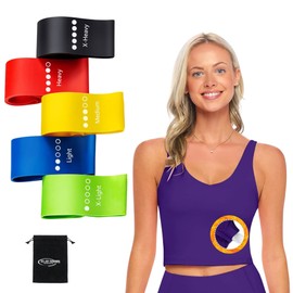 M&M SCRUBS Women’s Yoga Top Longline Wirefree Padded Medium Support Sports Bra with 5 Set of Exercise Workout Bands Combo Pack (Large, Purple with Resistance Bands)