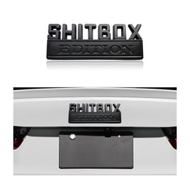 Dickno SHITBOX Edition Emblem Car Decal, 3D Metal Auto Front Hood Letter Badge with Strong Adhesive, Universal Fender Badge Sticker, Vehicle Exterior Decor Accessories for Car SUV (Black)
