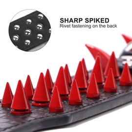 Beirui Heavy Duty Spiked Dog Collar - Stylish PU Leather Studded Dog Collar - 2 Inch Wide Pet Collar for Medium & Large Dogs - Such as Pitbull Mastiff Bulldog(Red Rivets & Black Leather,21-24")