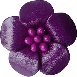 Ariyas Thaishop Genuine Leather Flower Brooch Pin 4cm, Leather