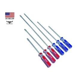 Tool Shop 3", 5", & 8" Slotted & Phillips 6 Piece Screwdriver Set Carbon Steel PVC Handles