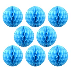 Ruidee 8 Pieces Paper Honeycomb Balls Tissue Paper Flower Balls Party Backdrop Decoration for Weddings, Birthday Parties, Baby Showers（8in/Sky Blue）