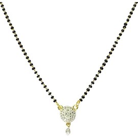 Generic Round Bollywood Black Beads Wedding Mangalsutra Pendant for Women Valentines Gift.., Small