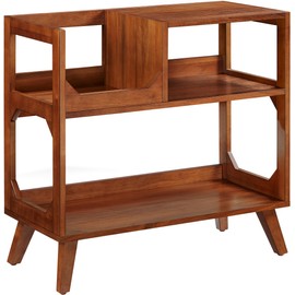 Crosley Furniture Asheville Mid-Century Modern Media Console Record Player Stand, Storage for Vinyl Records, Medium, Walnut