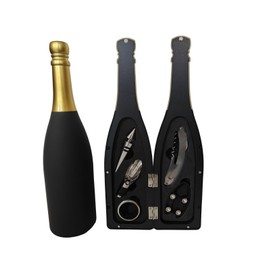 Unbranded 13" Black and gold Wine Bottle w Accessories