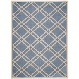 SAFAVIEH Courtyard Collection 9' x 12' Blue/Beige CY6923 Trellis Indoor/ Outdoor Waterproof Easy-Cleaning Patio Backyard Mudroom Area-Rug