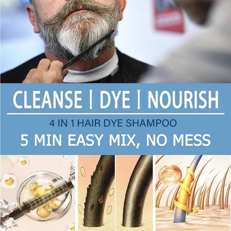 Black 5-Minute Mixing Beard Grooming Kit - Grey Reducing, 4-in-1