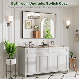 REYPEK 48x32 Black Bathroom Mirror for Over Sink, Metal Framed Vanity Mirror Wall Mounted, Large Modern Rectangle Mirror for Bedroom Living Room Restroom Entryway, Anti-Rust, HD Tempered Glass