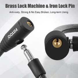 FITTOO Bike Lock, Traditional Bicycle Lock with 2 Keys, Security Cable Lock for Outdoors, Essential Bike Accessories, 12mm Diameter, 5 Colors Options (Green)