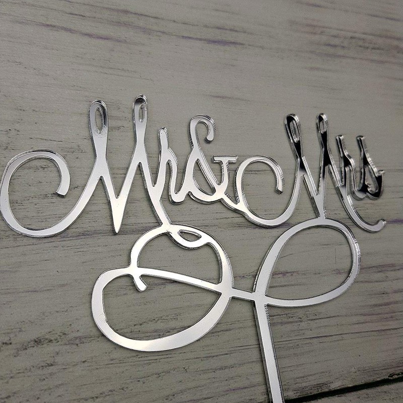 Decoración para tarta con texto en inglés «Mr and Mrs»
