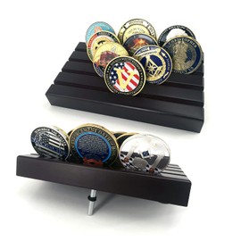 WOERDA 4 Rows Coin Holder,Military Challenge Coin Display Holder Stand, Holds 12-16 Coins