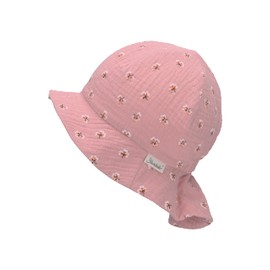 Sterntaler Baby Girl Hat Baby Sun Hat Flowers - Baby Hat, Headpiece Baby Summer, Summer Hat Baby - Made of Cotton - Pale Pink, 45