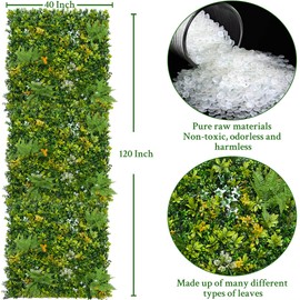 ODTORY Artificial Boxwood Hedges Panels Roll,40'' x 120'' in(33.5 sqft) UV-Anti Faux Greennery Grass Wall Privacy Backdrop Fence Screen for Garden Fence Covering Privacy, Outdoor Indoor Home Decor