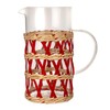 Creative Co-Op Glass Pitcher with Woven Sleeve, Red and Natural
