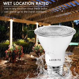 LUXRITE 12 Pack PAR20 LED Bulbs, 50W Equivalent, 2700K Warm White, Dimmable LED Spotlight Bulb, Indoor Outdoor, 7W, 500 Lumens, Wet Rated, E26 Standard Base, UL Listed
