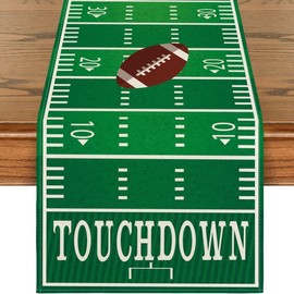 Touch Down American Football Court Table Runner, Rugby Boy Fall Birthday Party Kitchen Dining Table Decoration for Home Decor 13x72 Inch
