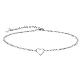 925 Sterling Silver Heart Anklet for Women Summer Beach Jewelry Dainty Ankle Bracelet