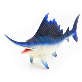Gemini&Genius Sea Life Sailfish Action Figure Soft Rubber Swimming Pool Bathtub Toys, Realistic Ocean Animals Swordfish Educational and Role Play Toys for Kids and Collectors (Blue Sailfish)