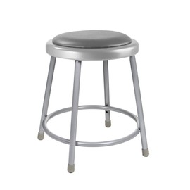 OEF Furnishings OEF6418/2 Premium Commercial-Grade All-Purpose Round Stool (18-inch Height, Gray Frame, Vinyl Padded Seat, 2-Pack)