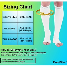Doc Miller Calcetines de Compresión de Punta Abierta (1 par) 30-40 mmHg Medias de Compresión Para Ejercicio, Recuperación, Dolores, Varices, Mangas para Pantorrillas (Blanco, Grande Alto)
