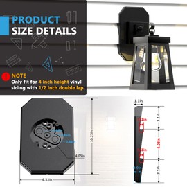Siding Mounting Kit, Siding Mount Block, Outdoor Light Mounting Block with Built-in Electrical Box, Light Mount Plate for 4 inch and 1/2 inch Lap Double, Black