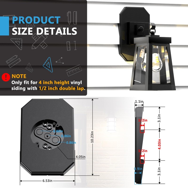 Siding Mounting Kit, Siding Mount Block, Outdoor Light Mounting Block