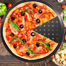 mobzio Pizza Steel Pan for Oven, Pizza Crisper Pan with Holes 12 Inch, Nonstick Round Pizza Baking Sheet Oven Tray, Perforated Carbon Steel Pizza Bakeware For Home Restaurant Kitchen Baking