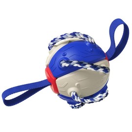 Outdoor Training Toy Balls Interactive Dog Toys Dog Frisbee Rebound Frisbee Ball Interactive Training Ball Molar Ball Tug-of-war Toy Multifunctional Outdoor Football Dog Toy Durable Sturdy Chew Dog Puzzle Rope Toys (Blue)