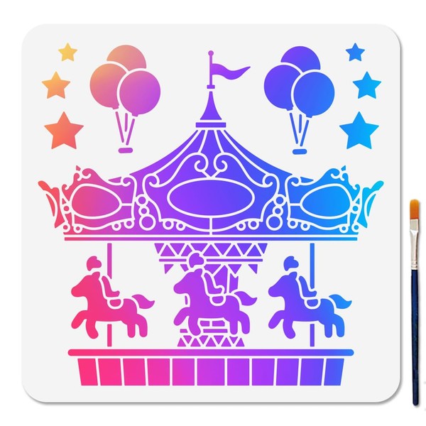 MAYJOYDIY Carousel Horse Stencil 30 x 30 cm Reusable Circus