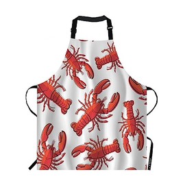 EKOBLA Delantales de langosta, color rojo, náutico, decorativo, cangrejos de río, mariscos frescos, animales marinos, impermeables, resistentes al agu