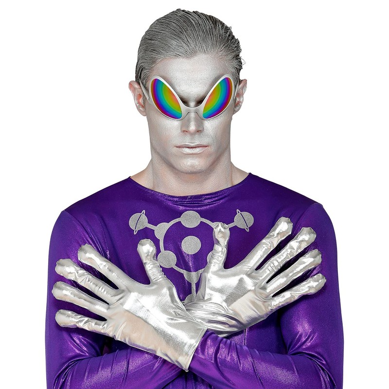 W WIDMANN MILANO Party Fashion 68597 Alien Gloves, Silver, Alien,