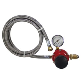 M.B. Sturgis Inc. 0-30 PSI ADJ. High Pressure Regulator Assemlby with Pressure Gauge & Stainless Steel Overbraid Hose. (3 Feet)