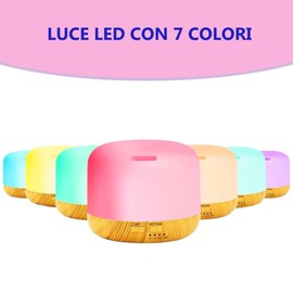 Diffusore di Oli Essenziali per Ambienti 300ml, Diffusore Aromi a Grana di Legno con Illuminazione LED, Aromaterapia e Purificazione dell’Aria