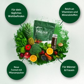 Biovana Dailixir Daily Super Greens Pulver | Für dein tägliches Wohlbefinden | Reich an Vitaminen | 450g Inhalt