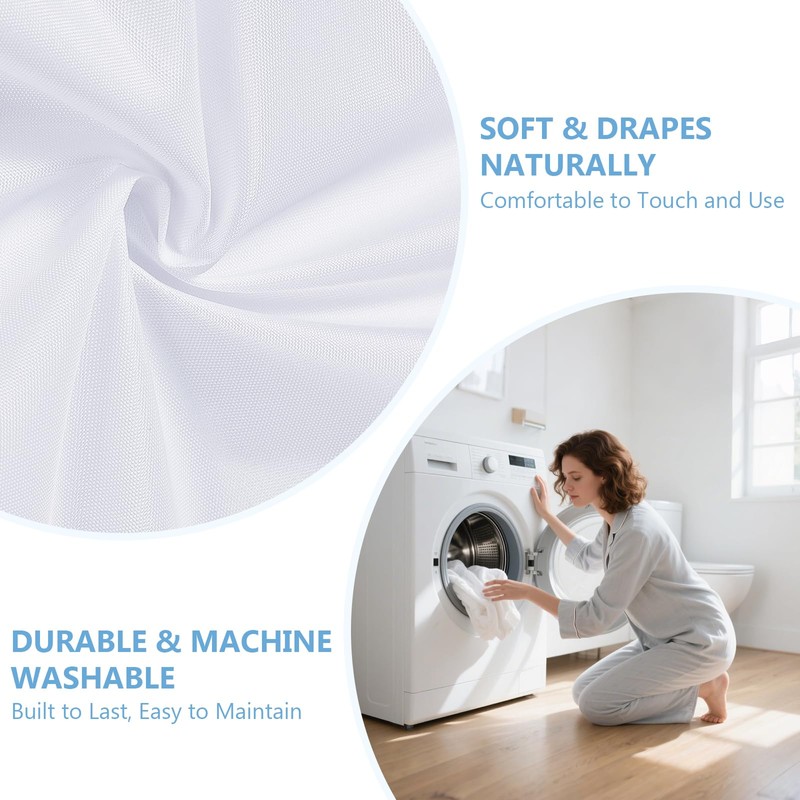 Waterproof Fabric Shower Curtain Liner with 3 Magnets – Soft,