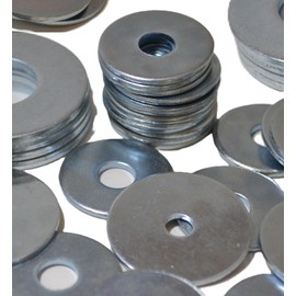 RADSO M8 (8mm x 25mm) Flat Penny Washers - Mudguard Fender Repair Washers - Premium Mild Steel, Zinc Plated DIN 9021 - Inside Hole 8mm, Outside Diameter 25mm - Pack of 50