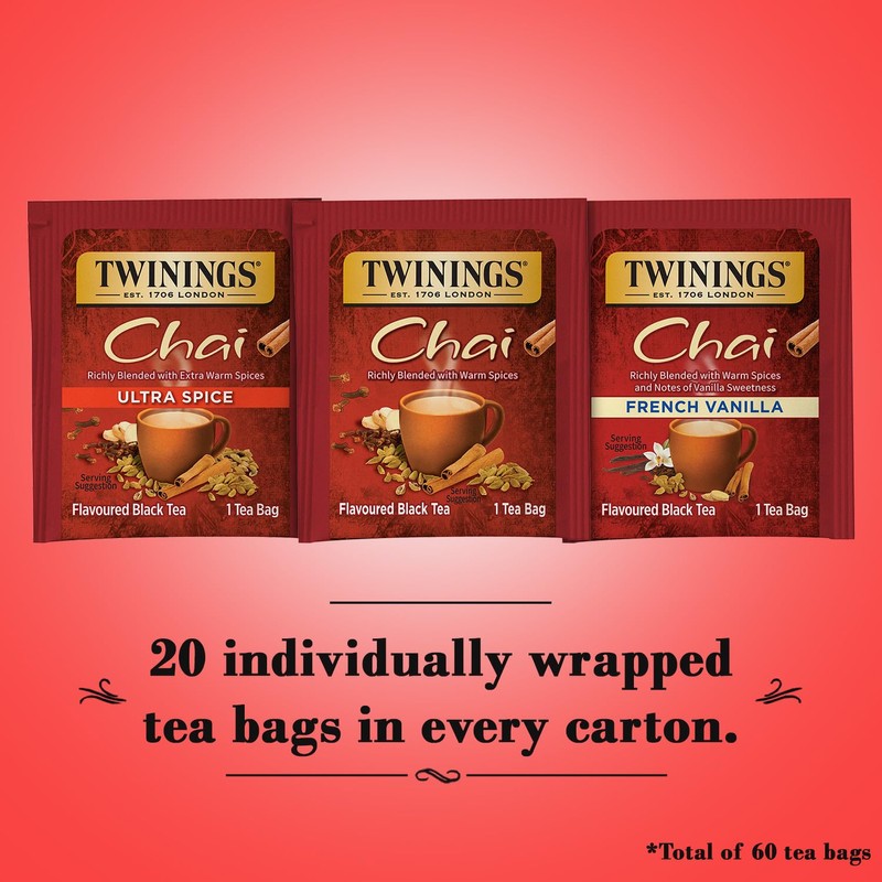 Twinings Chai Tea Variety 3-Pack – Chai, Ultra Spice Chai,