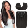 TESS Clip-In Real Hair Extensions, Remy Clip-In Extensions, #1B Natural