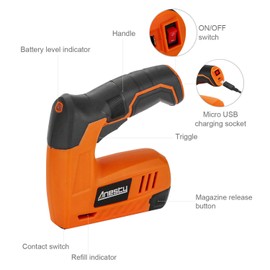 Cordless Staple Gun Nail Gun Tacker, Electric Stapler & Nailer 2 in 1, Electric Staple Gun with Rechargeable USB Charger for Upholstery DIY Includes 2000pcs 10mm Nails and 2000pcs 10mm Staples