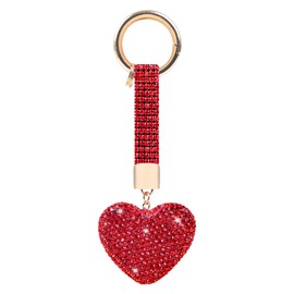 Crystal Keychain for Women, Heart Shape Key Chain with Sparkly Rhinestones Bling Car Key Chains for Backpack Handbag Car Keys(red)