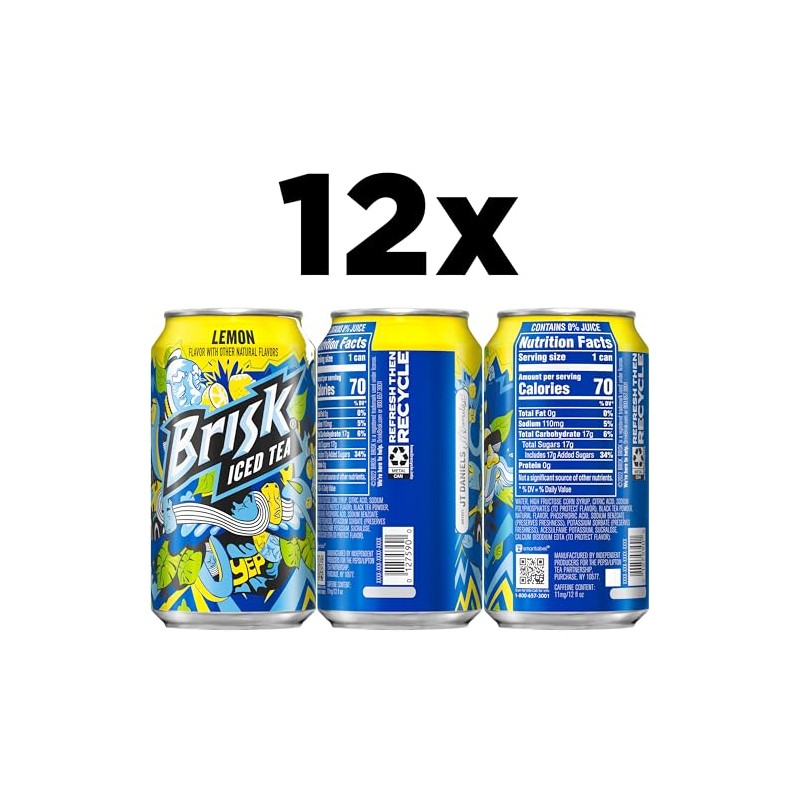 Brisk Lemon Iced Tea, 12 Fl Oz Cans (Pack of