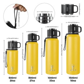 Icesip Stainless Steel Insulated Bottle, 20oz with cup Vacuum Insulated Water Bottle, Thermo for Hot Drinks/Cold Drinks,24-Hr Insulation Commute, Travel