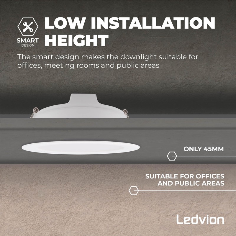 Ledvion - LED Recessed Spotlight, White, Diameter 140 mm (12