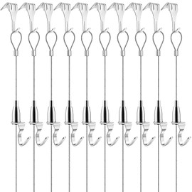 2M Picture Rail Set, Picture Hanging Wire for Mirrors, Picture Frames, Wire Rope with Adjustable Hook and Shape Hook, Load Capacity 40 kg, Picture Hooks, Accessories, Gallery Rails, Hanger, Set of 10