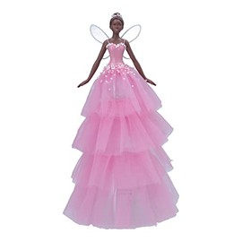 Gisela Graham 30cm Black Skinned Fairy Tree Topper | Pink Dress