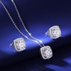 Gugots Square Moissanite Earrings and Necklace Set for Women