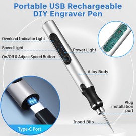 pobugy 60 Piece Rose Gold Engraving Pen Set, The Ultimate Cordless Engraving Machine for Wood and Plastic - Great for Beginners - Rechargeable - Give as a Gift