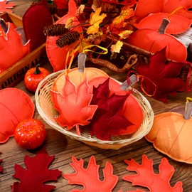 Tudomro 27 Pcs Fall Tree Decoration Thanksgiving Tree Ornaments 3D Felt Maple Leaf Ornaments Pumpkin Hanging Ornaments Fall Decoration for Home Autumn Party(Maple Leaf and Pumpkin)