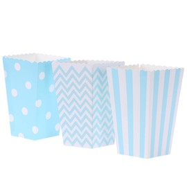 Vaguelly Rugby Stripe Wave Dot Pattern Decorative Popcorn Cartons 48 Pack Blue for Party Decorations Candy Buffet Bags and Movie Night