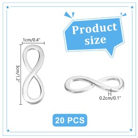 PandaHall Elite 20 pcs Alloy Charm Pendant Connector Link, Silver, 30x10x2mm